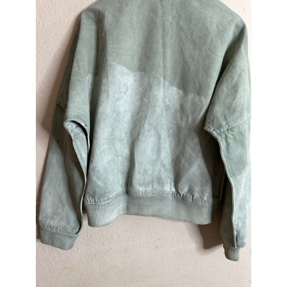 Simon Miller Stone Washed Sage Green Bomber Denim Jacket Mens Medium - Picture 5 of 13